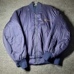 Vtg GE Aircraft Engines Bomber Jacket X-Large XL Navy Full Zip 80s Jets Aviation